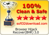 Browser Hijack Recover(BHR) 3.0 Clean & Safe award